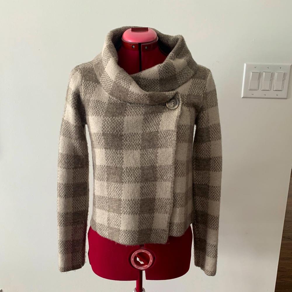 ELLEN TRACY FUNNEL NECK SWEATER JACKET